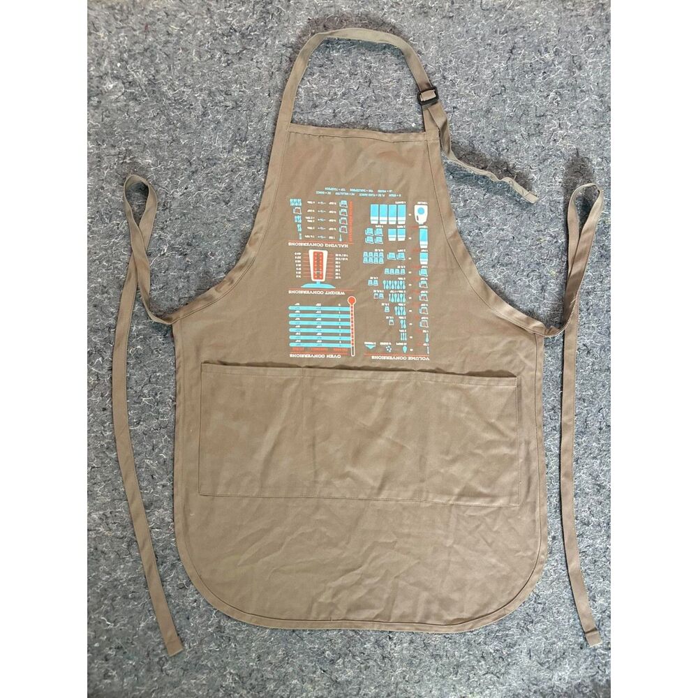 Kitchen Conversion Chart Apron Brown Adjustable Cooking Baking Apron